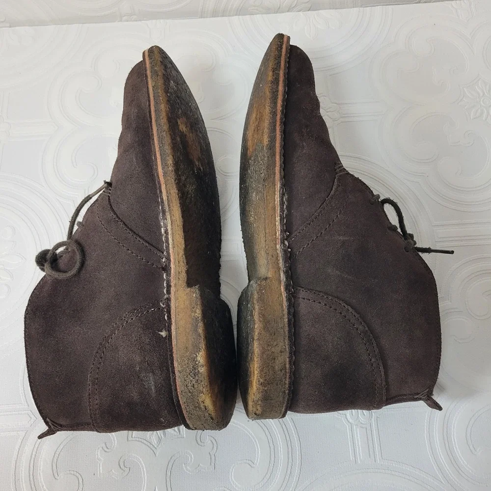 LL Bean Suede Leather Mid Lace Up Boots Gum Sole‎ Size 10 Brown Preppy Classic